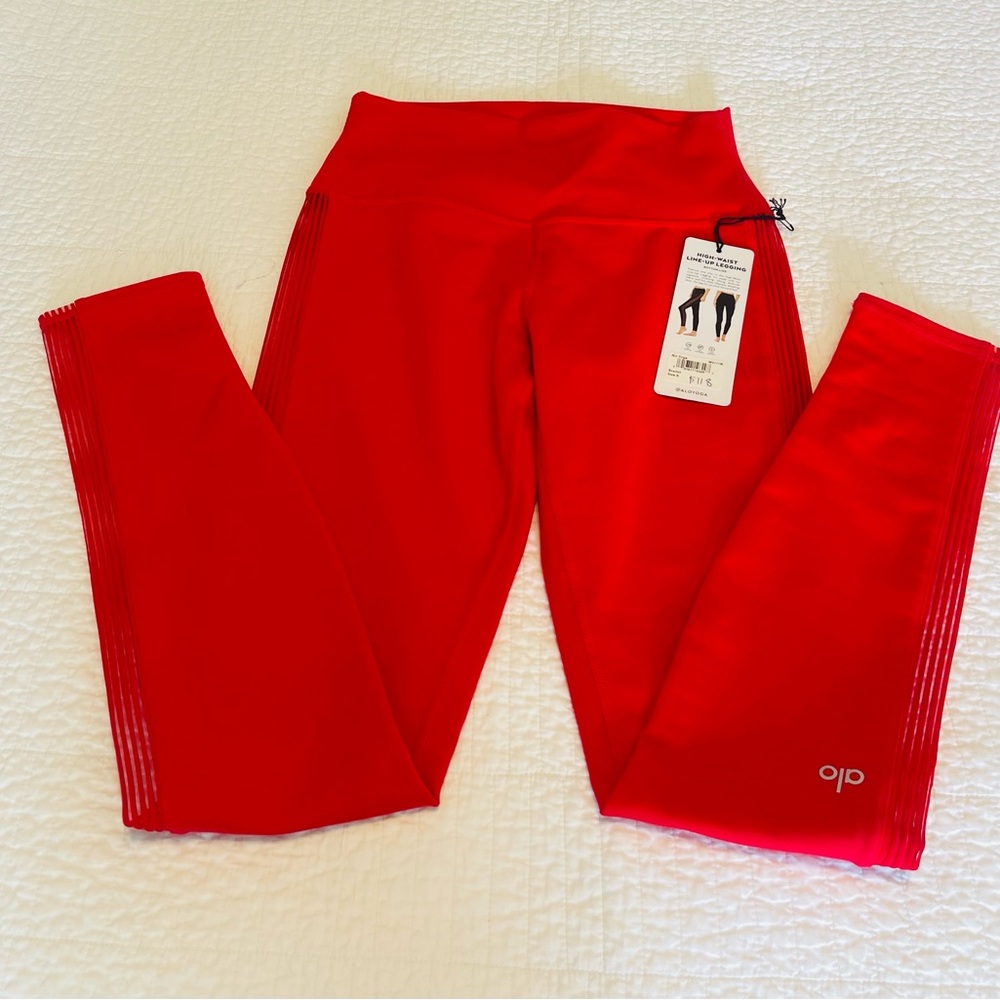 ALO Yoga Red Leggings with Tapered Design